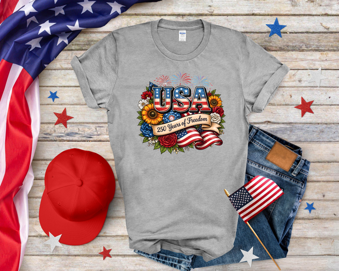 USA 250 Flowers Softstyle Tee Shirt