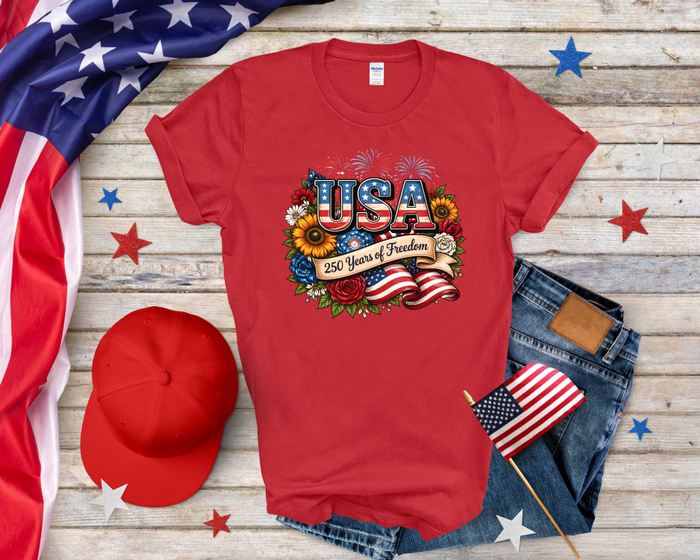 USA 250 Flowers Softstyle Tee Shirt