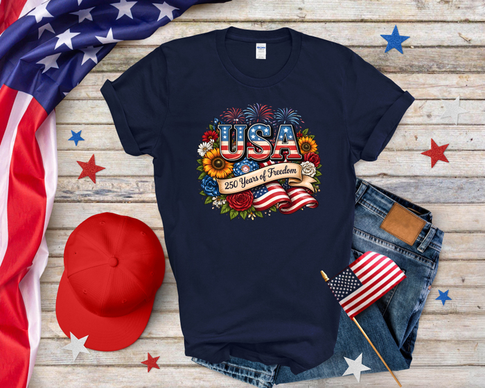 USA 250 Flowers Softstyle Tee Shirt