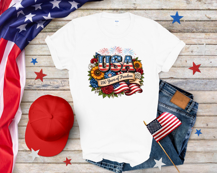 USA 250 Flowers Softstyle Tee Shirt